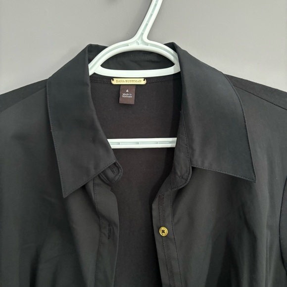Dana Buchman Size 6 Black Long Sleeve Button Down Shirt - Picture 9 of 11